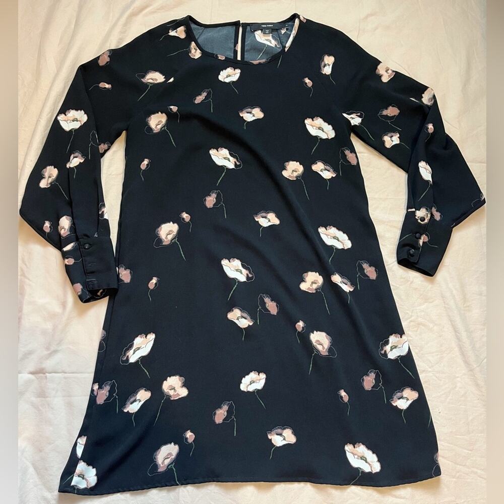 Vero Moda Women's Black Long Sleeve Floral Print Dress Size Medium